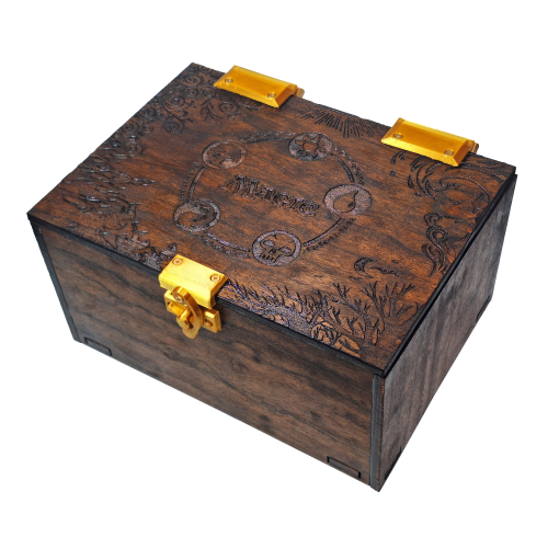Gold Hinge Large Magic The Gathering Deck Box, Handcrafted Real Wood (Fits 720 sleeved)