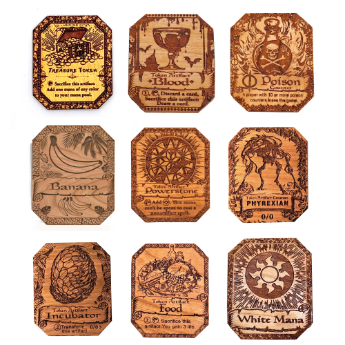 Magic The Gathering Wood Tokens by WizardFire